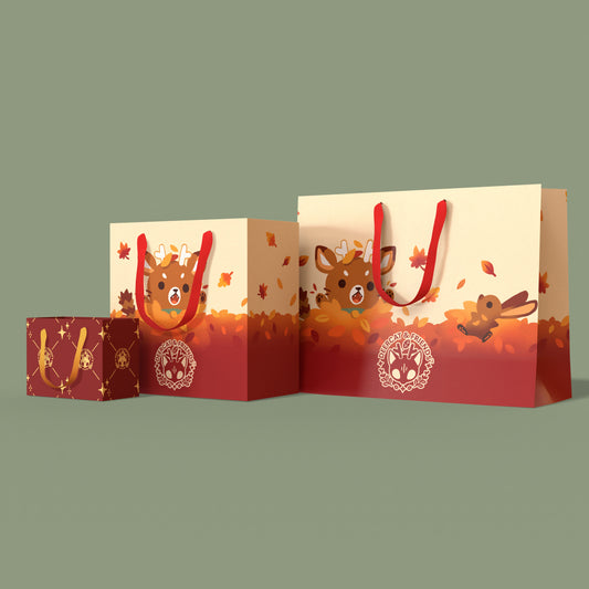 Gift Paper Bags with Ribbon Handles