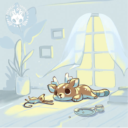 Napping DeerCat Print